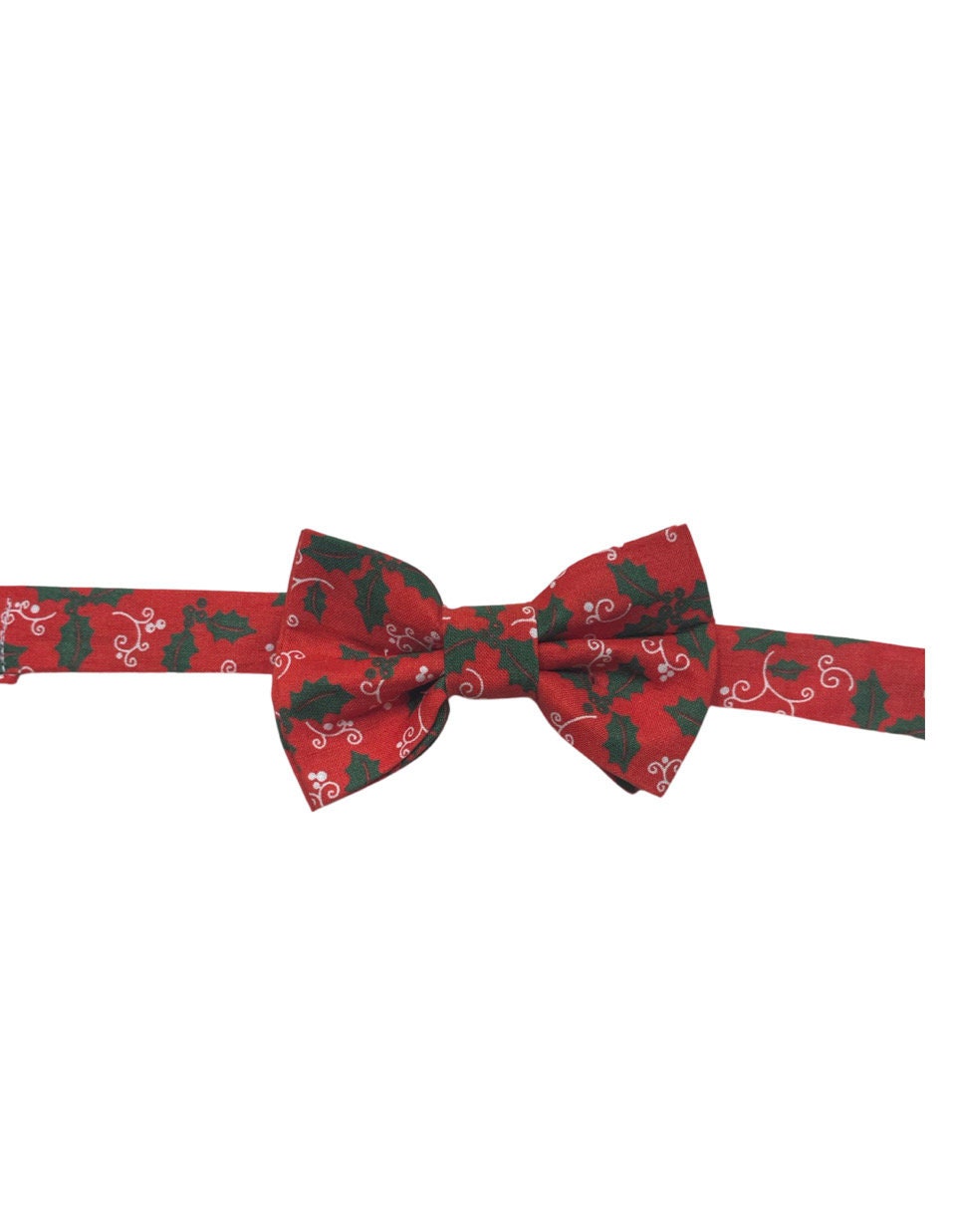 Festive Christmas Bow Tie with Holly & Berry Designs, Scottish Tartan Dickie Bow Perfect For Graduation, Prom 100% Cotton Xmas Decorations