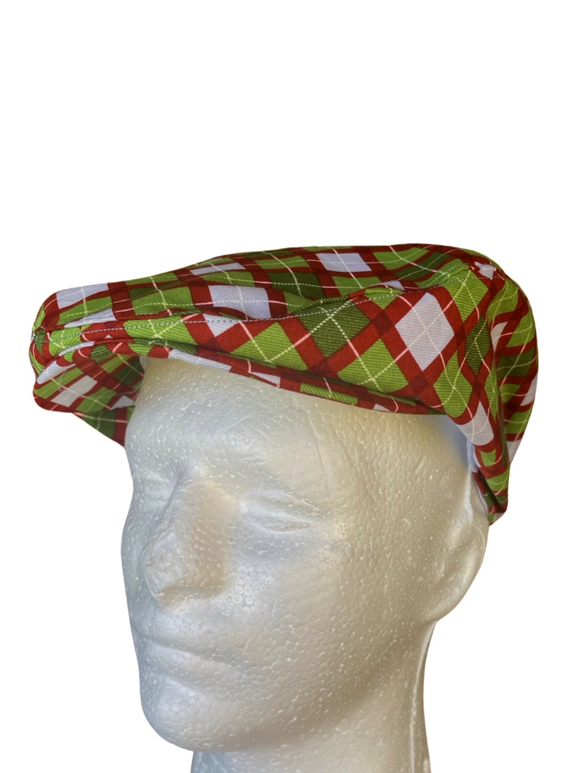 Argyle Green red Christmas flat cap