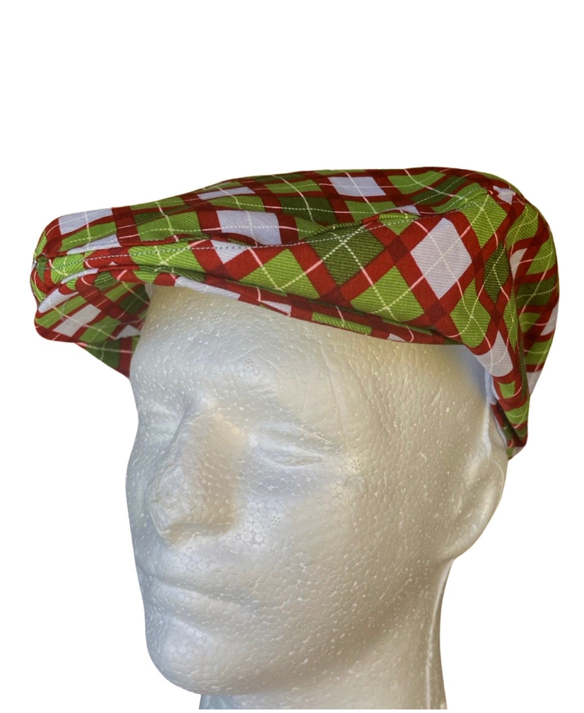 Argyle Green red Christmas flat cap