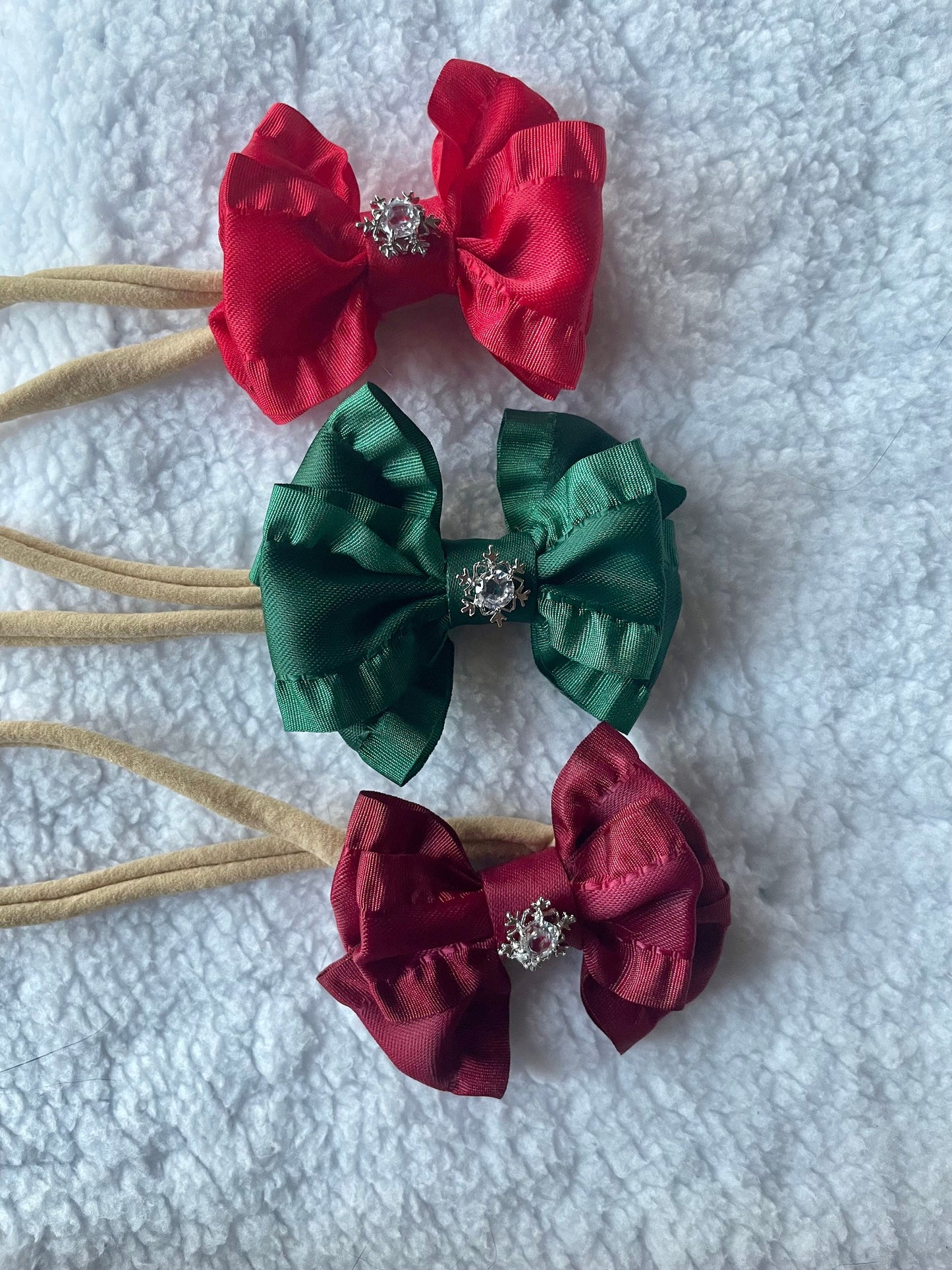 Baby Girl Christmas Headband, Christmas Toddler Hair Clips, Red Ribbon Bow Headband, Burgundy Hair Bows, Toddler Hair Bows, Newborn Headband
