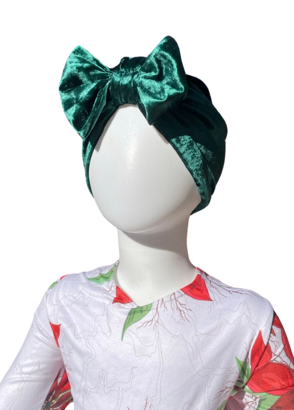 Velvet Baby Turban Hat with Big Bow | Christmas Headwrap for Newborn, Infant & Toddler Girls