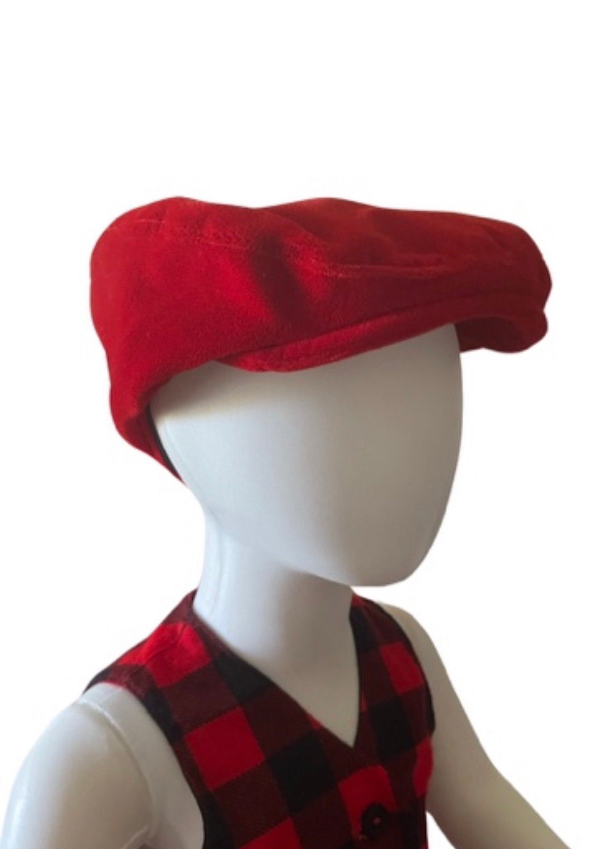 Red Christmas Velvet Flat Cap