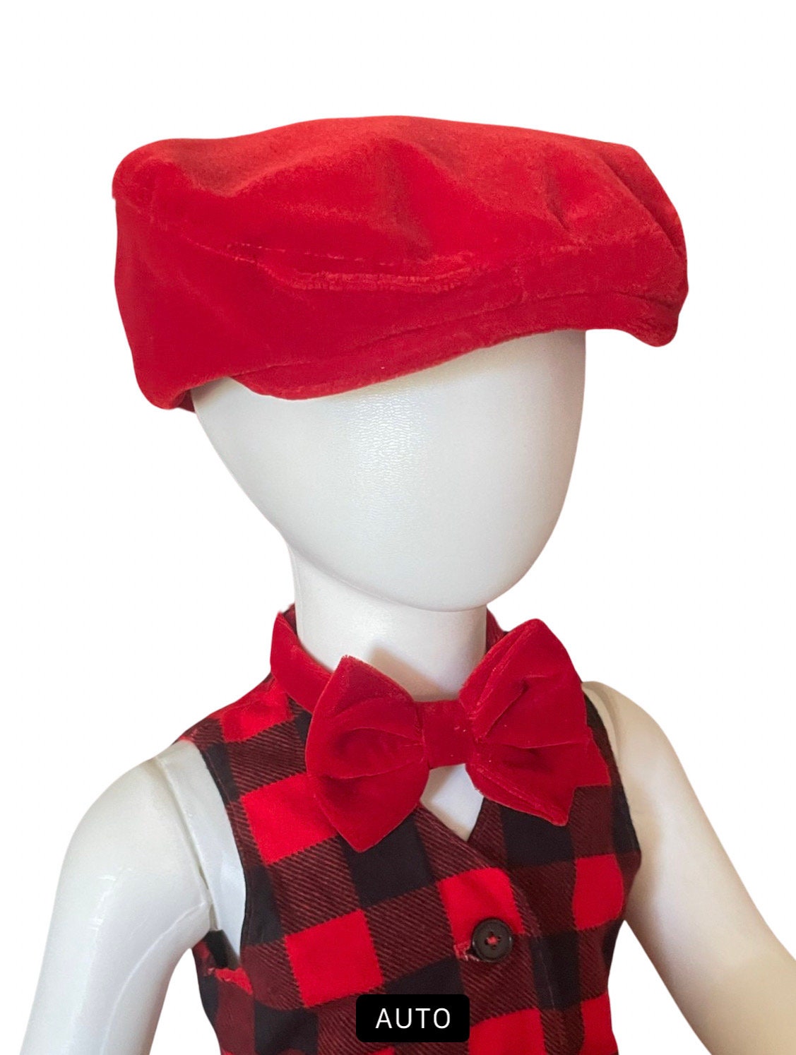 Red Christmas Velvet Flat Cap