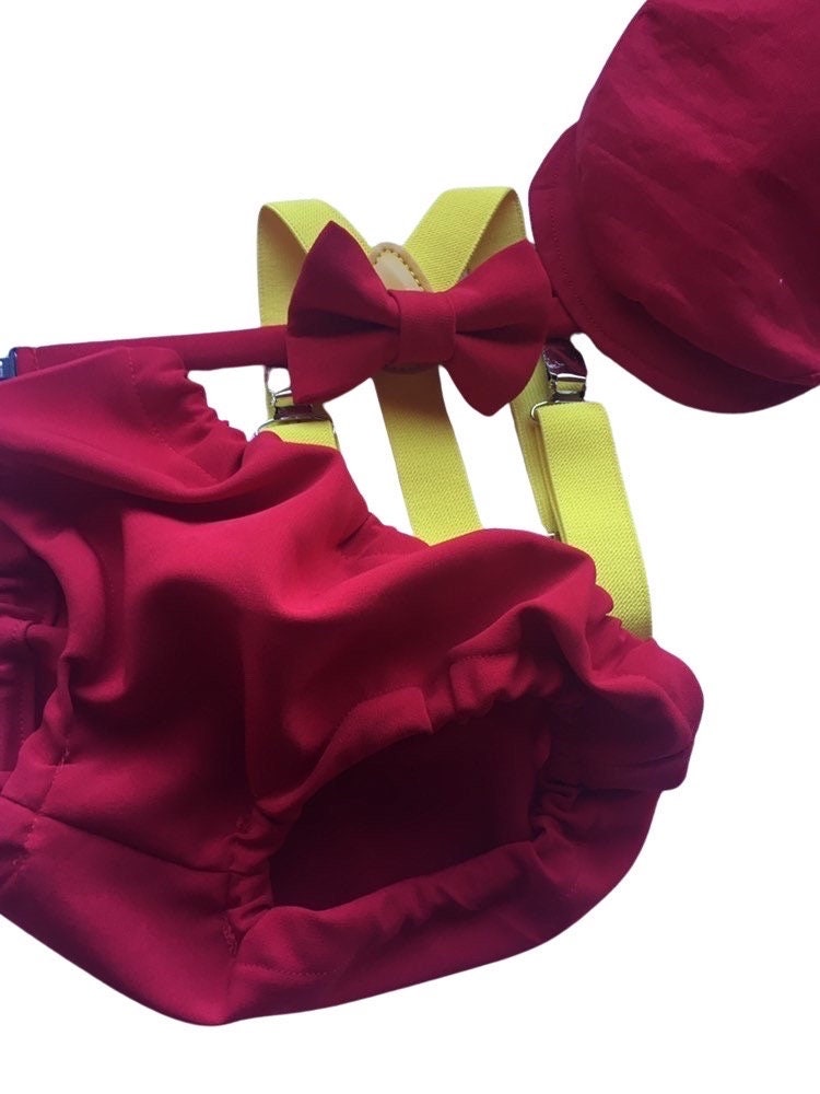 red cake smash outfit boy, red boys bow tie, red bow tie, smash cake outfit boy, red diaper cover bow tie, red baby bow tie, red suspenders