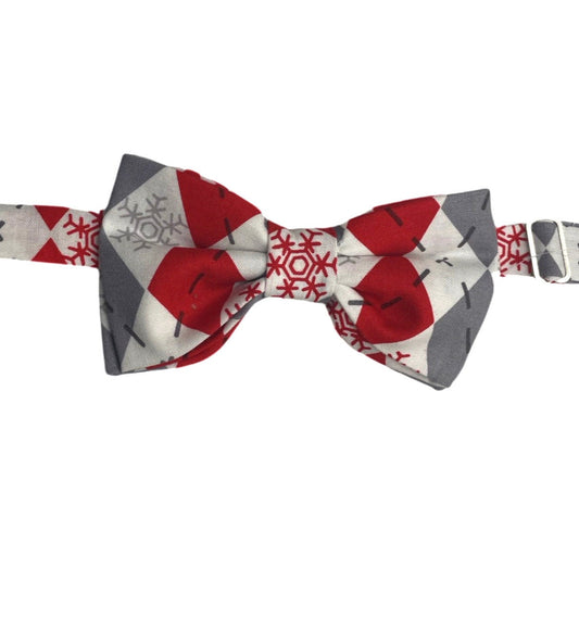 Christmas Argyle Plaid Bow Tie, baby bow tie, boy's bow tie. adult bow tie, men's bow tie, gingham bow tie, gray bow tie, red bow tie