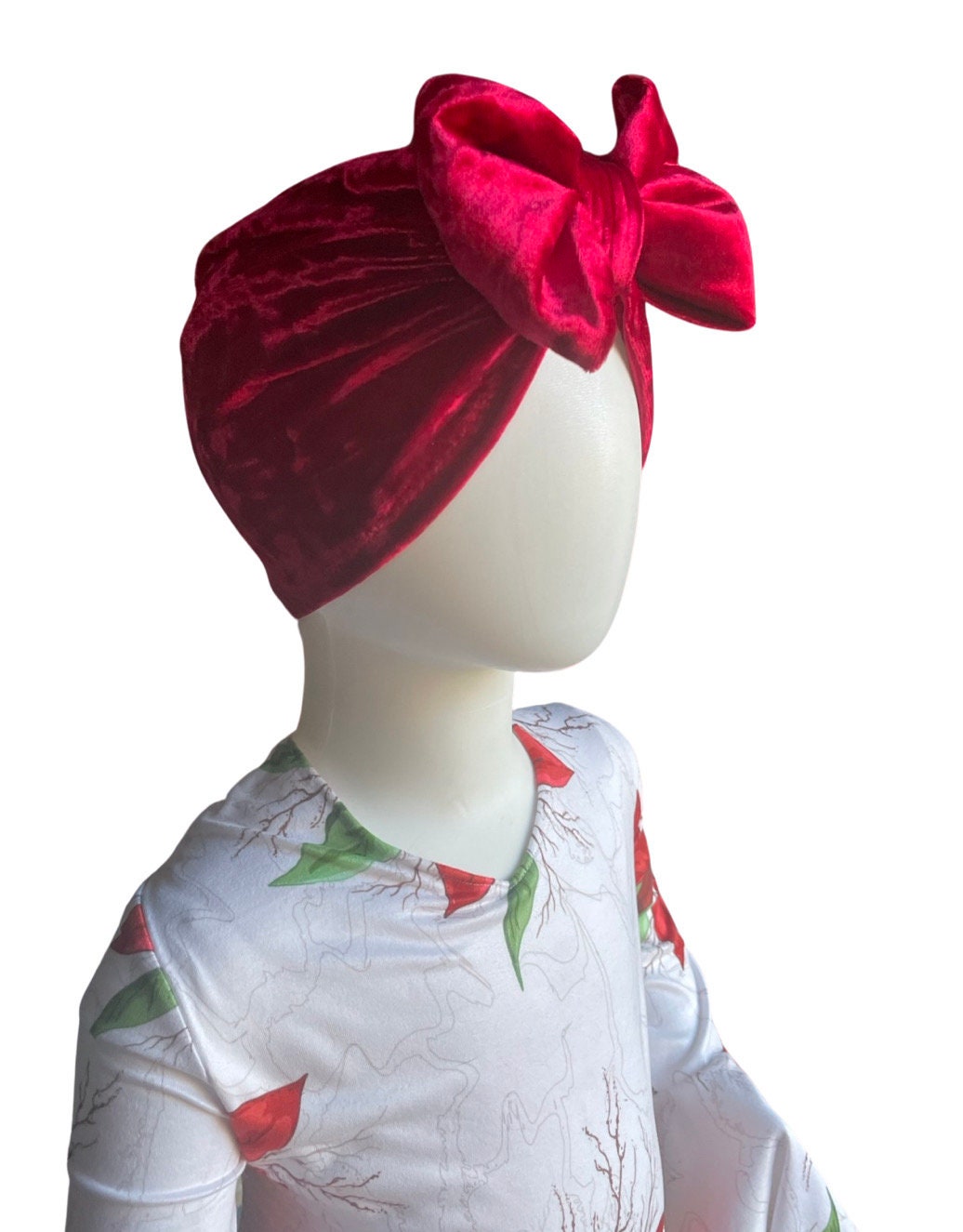 Holiday Velvet Bow turban hat for Fall and Christmas