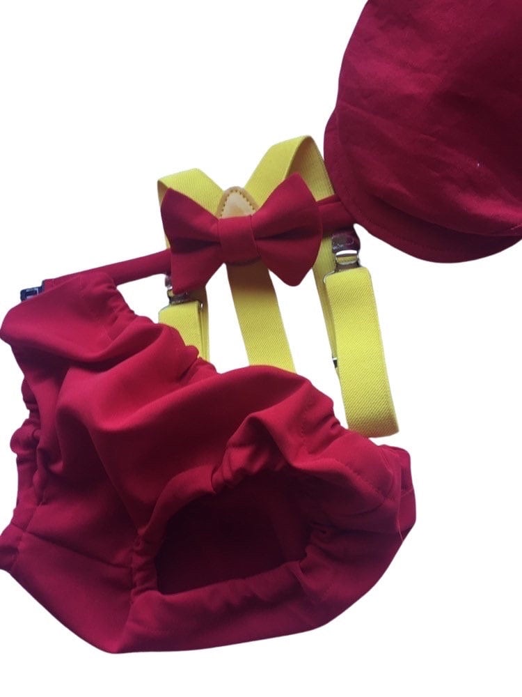 red cake smash outfit boy, red boys bow tie, red bow tie, smash cake outfit boy, red diaper cover bow tie, red baby bow tie, red suspenders