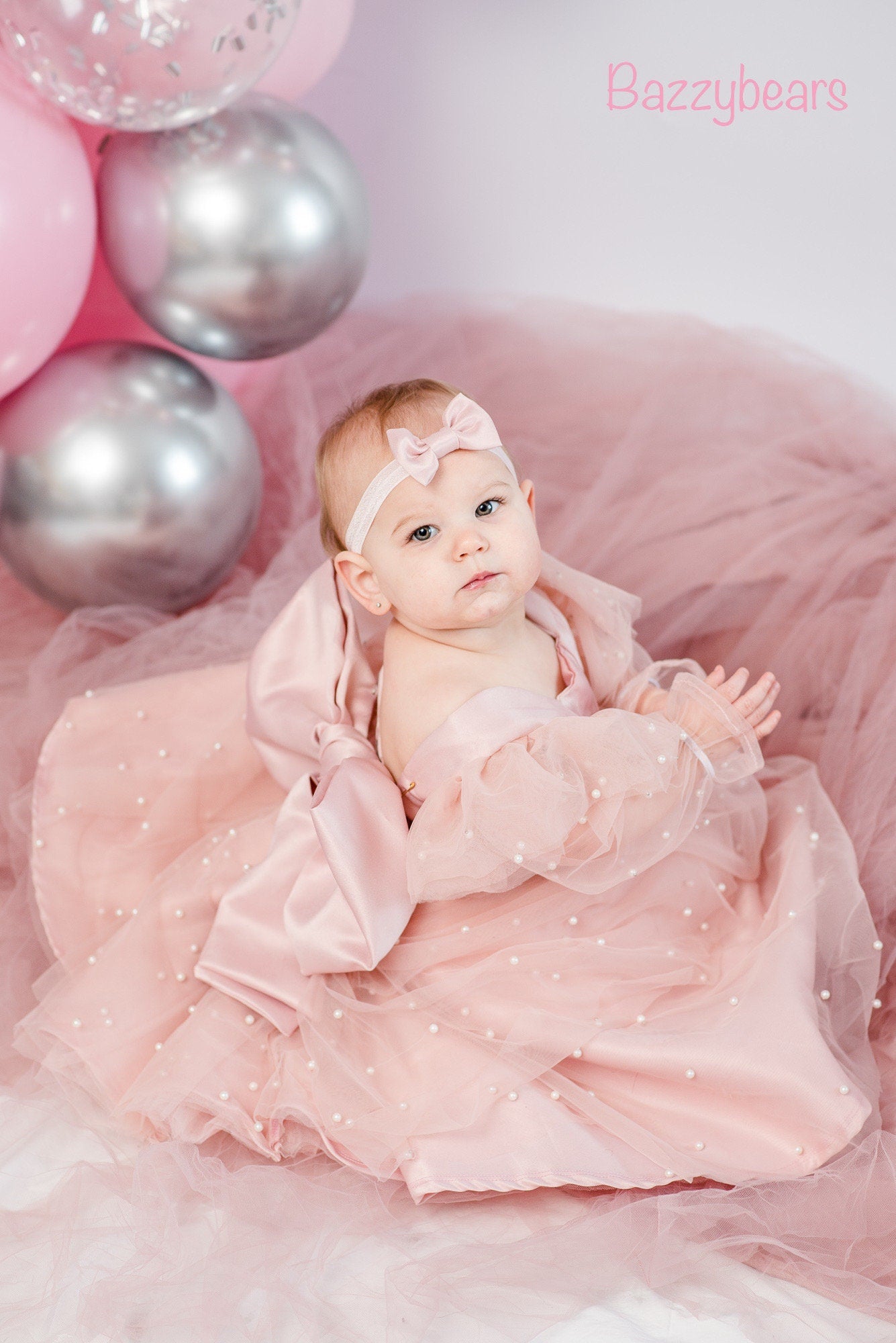 CASSI Pink Princess Dress Baby Tutu Wedding Girl Dress, Birthday Dress, Prom Party Flower Girl Dress, Princess Style Dress, Puffy Dress