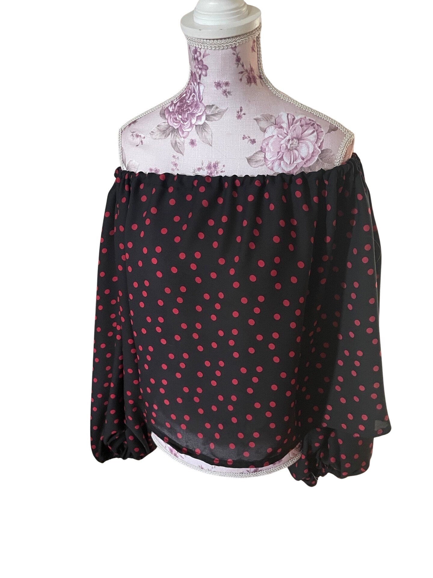 Off The Shoulder Long Sleeve Oversized Slouchy Shirt, Baggy Off The Shoulder Chiffon Shirt