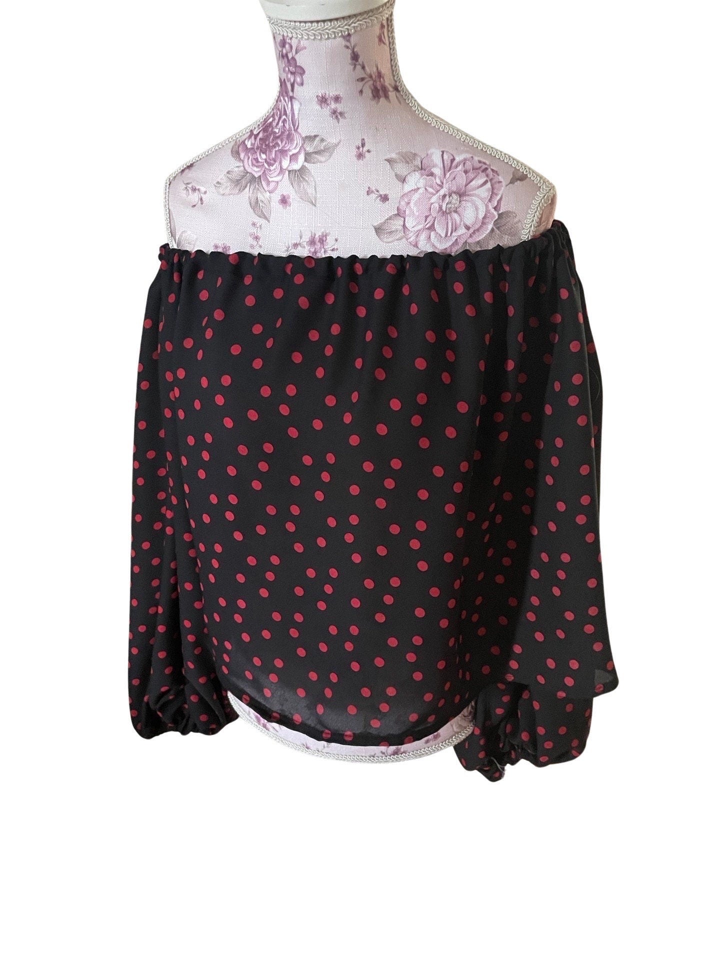 Off The Shoulder Long Sleeve Oversized Slouchy Shirt, Baggy Off The Shoulder Chiffon Shirt