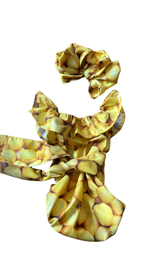 Lemon baby romper // Organic baby clothes // baby girl clothes / baby playsuit / baby clothing / bubble romper / summer baby clothes