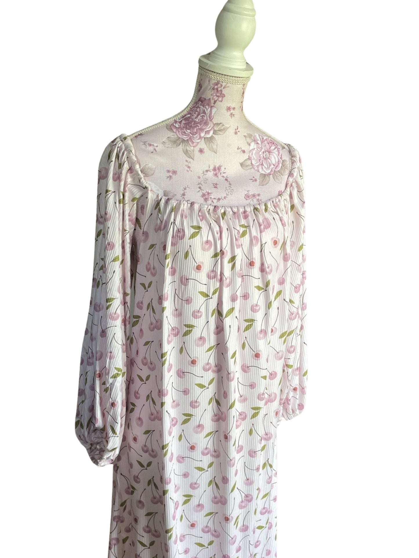 Elena puff sleeve midi, floor length dress, bridgerton inspired dress, off shoulder dress, regency, empire waist dress, maternity, cherry