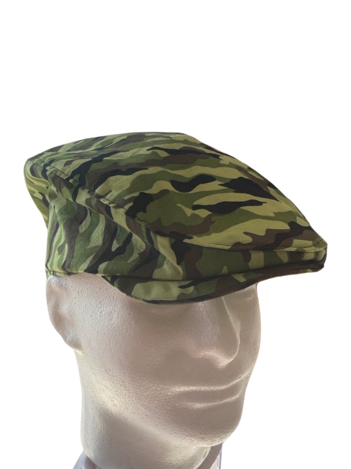 Camo Flat Cap, Camo Wedding Hat, Camo Newsboy Hat, Camouflage Mans Hat, Gray Brown Camo Ring Bearer Hat, Boy Camo Ivy Hat, Camo Jeff Hat