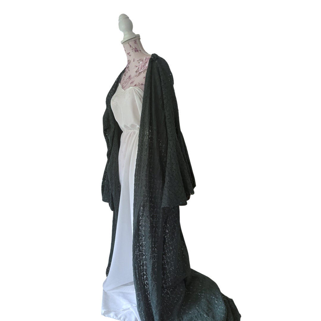 Long kimono robe, duster jacket, dressing gown, cover up, handmade beach rayon kimono, hen-party long sleeve open front robe, plus size