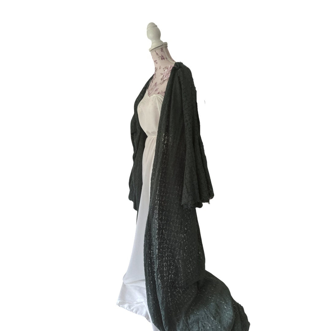 Long kimono robe, duster jacket, dressing gown, cover up, handmade beach rayon kimono, hen-party long sleeve open front robe, plus size