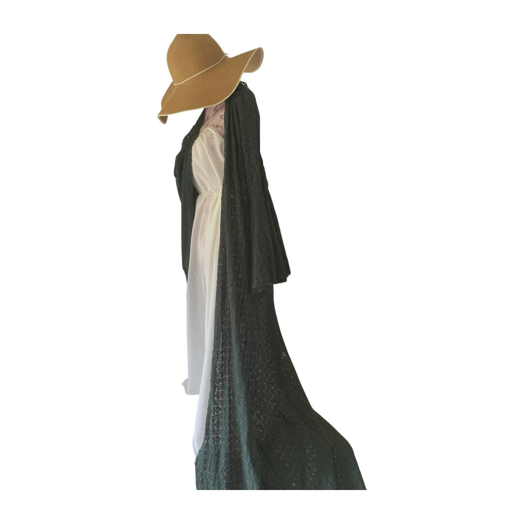 Long kimono robe, duster jacket, dressing gown, cover up, handmade beach rayon kimono, hen-party long sleeve open front robe, plus size