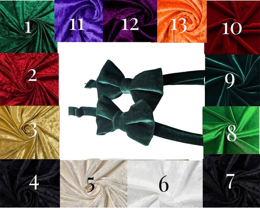Velvet Bow Tie - Butterfly Bow Tie, Wedding Bow Tie, Groomsmen, Prom & Formal Events. Pre-Tied Bow Tie, Handmade