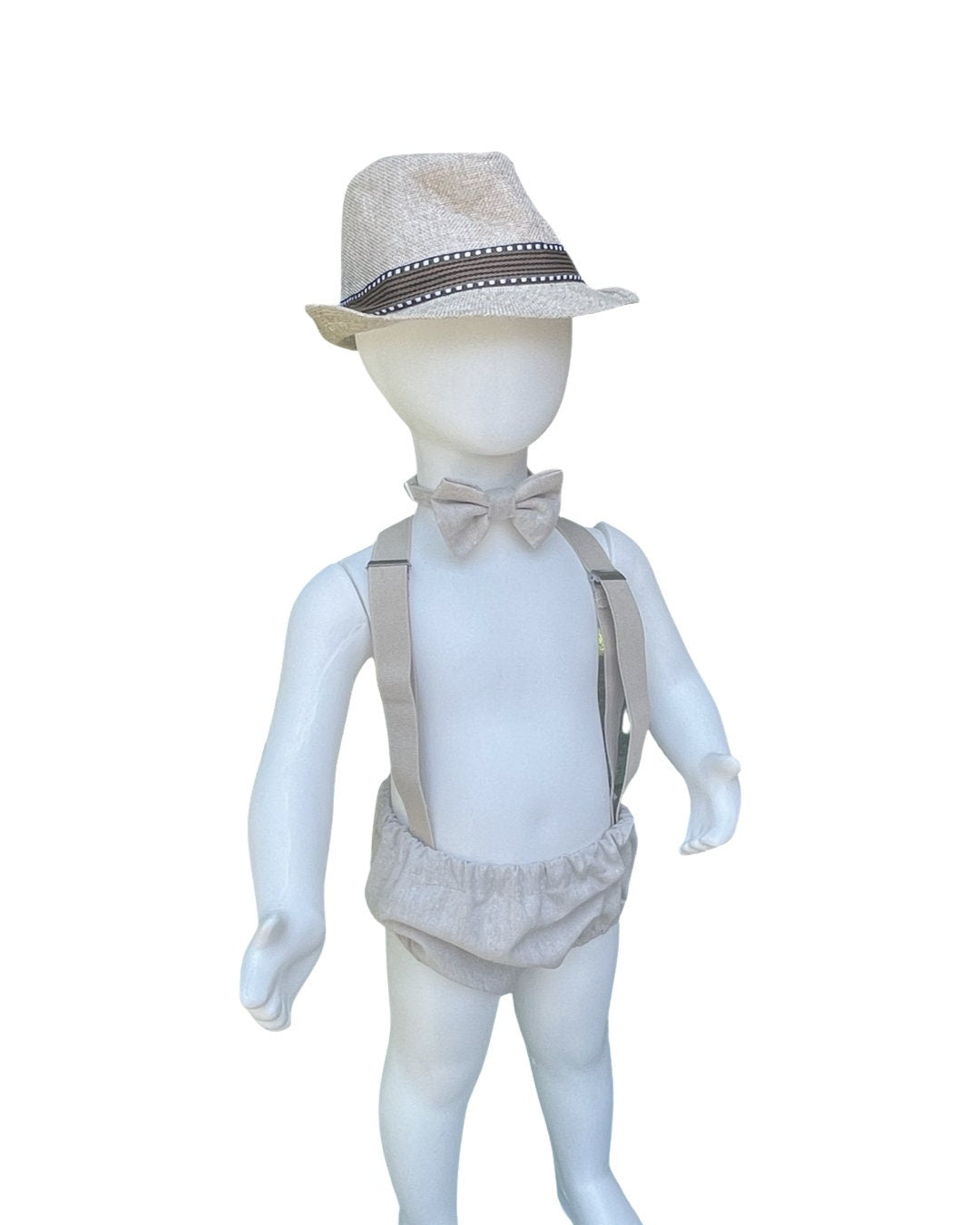 Baby cake smash first birthday Romper outfit for Photography props sitter milestone sessions (TAN beige brown)