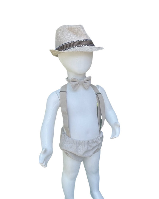 Baby cake smash first birthday Romper outfit for Photography props sitter milestone sessions (TAN beige brown)