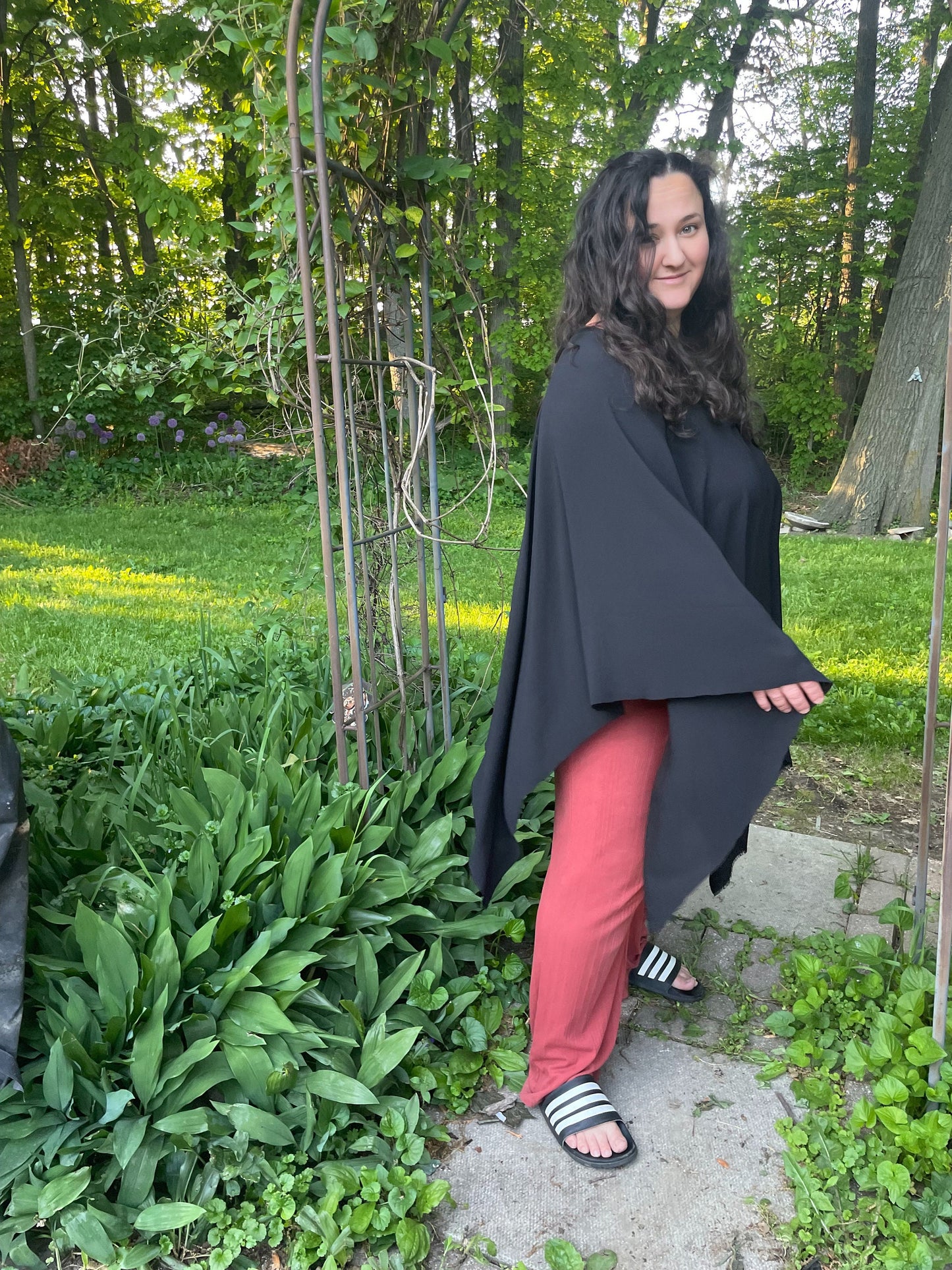 Summer sheer poncho for women, Black + wrap top crepe, Versatile light poncho sweater for summer dress, Boho chic girlfriend gift