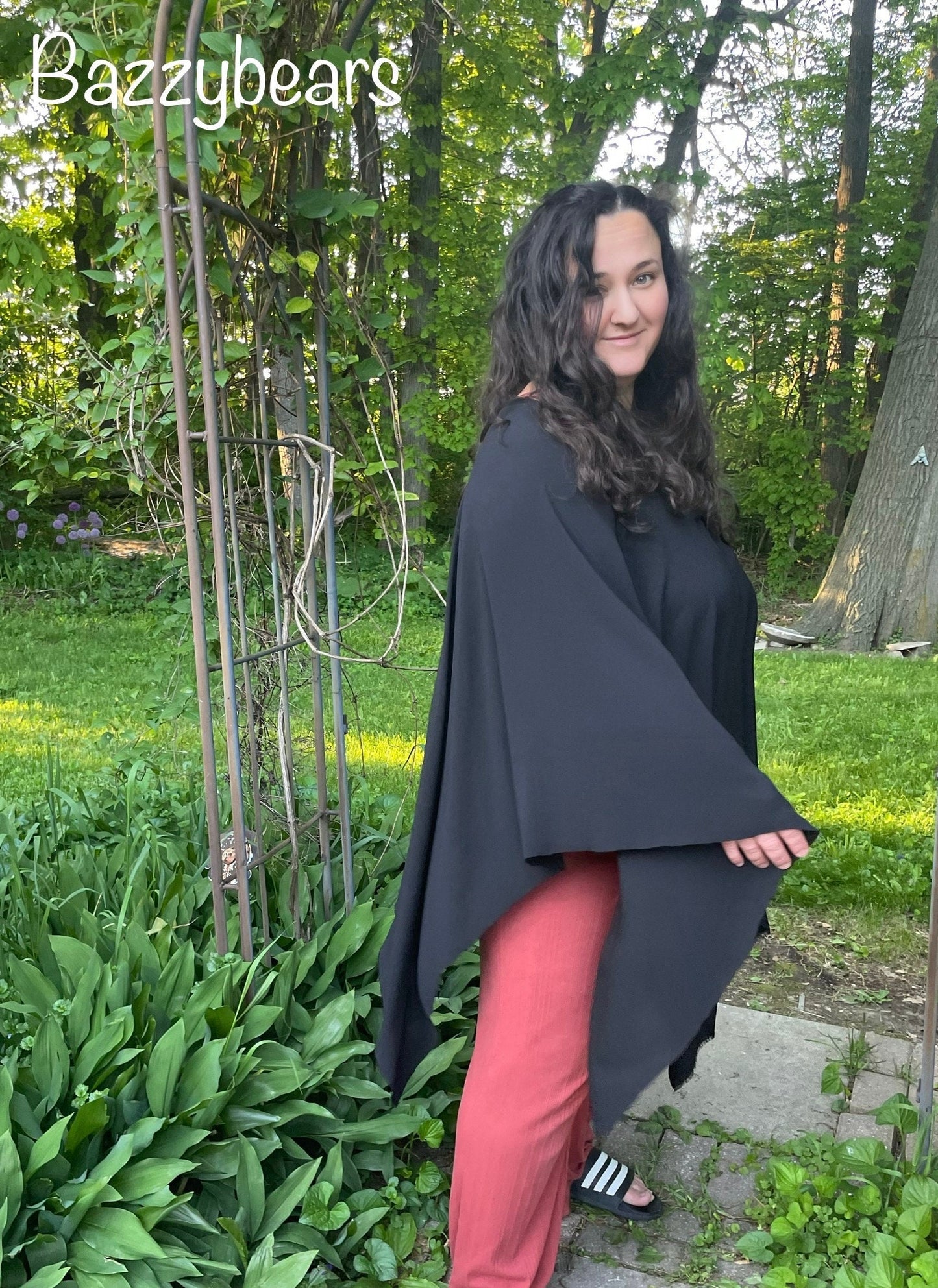 Summer sheer poncho for women, Black + wrap top crepe, Versatile light poncho sweater for summer dress, Boho chic girlfriend gift