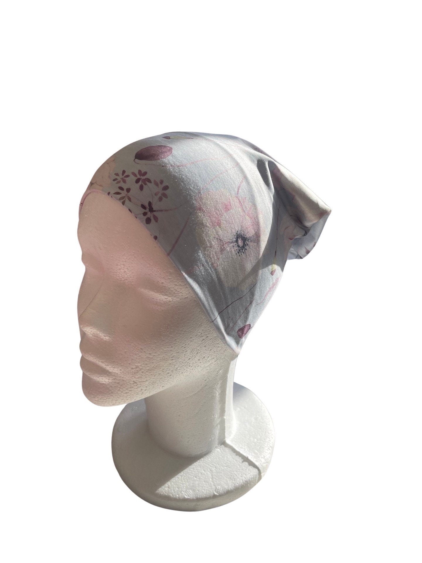 Summer Beanie- Floral Beanie- Girls Toque- Slouch Hat- Flowers- Pink & Blue Beanie