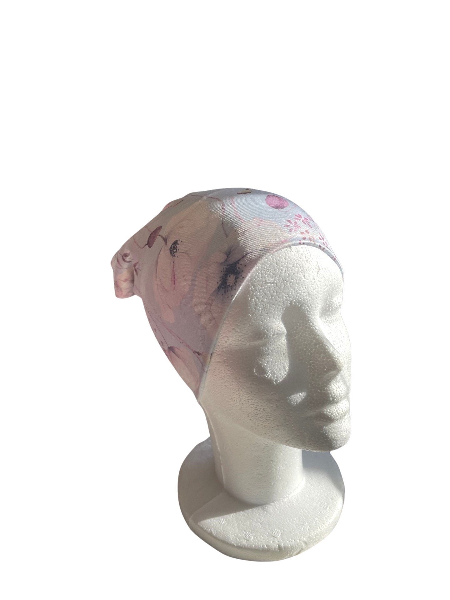 Summer Beanie- Floral Beanie- Girls Toque- Slouch Hat- Flowers- Pink & Blue Beanie