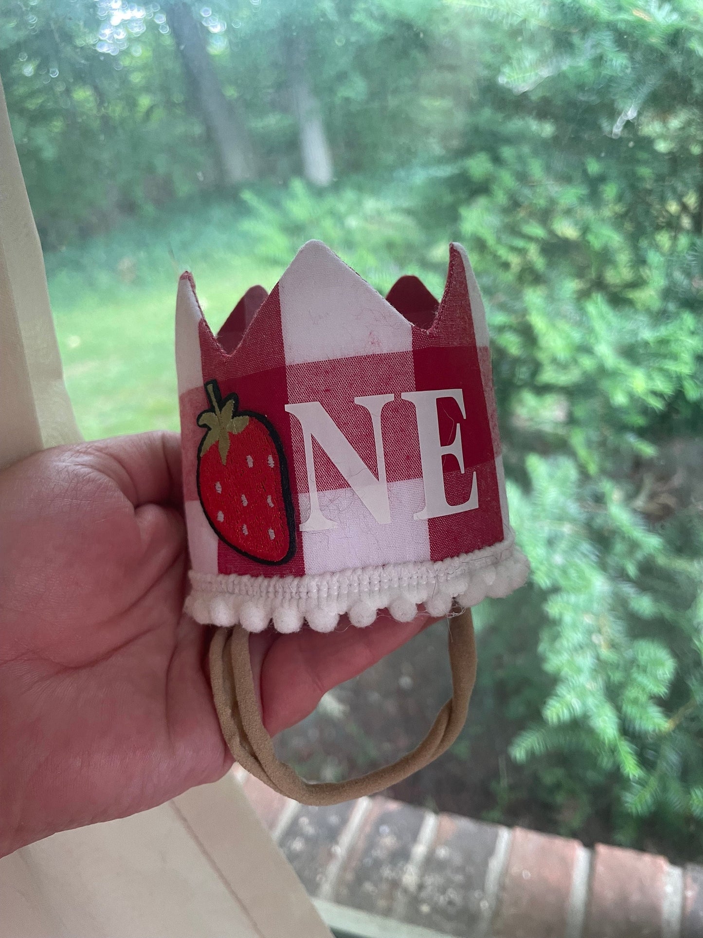 first 1st birthday strawberry boho bloom MINI Sweet one crown headband hat || berry first ||sweet one || customize colour of fabric