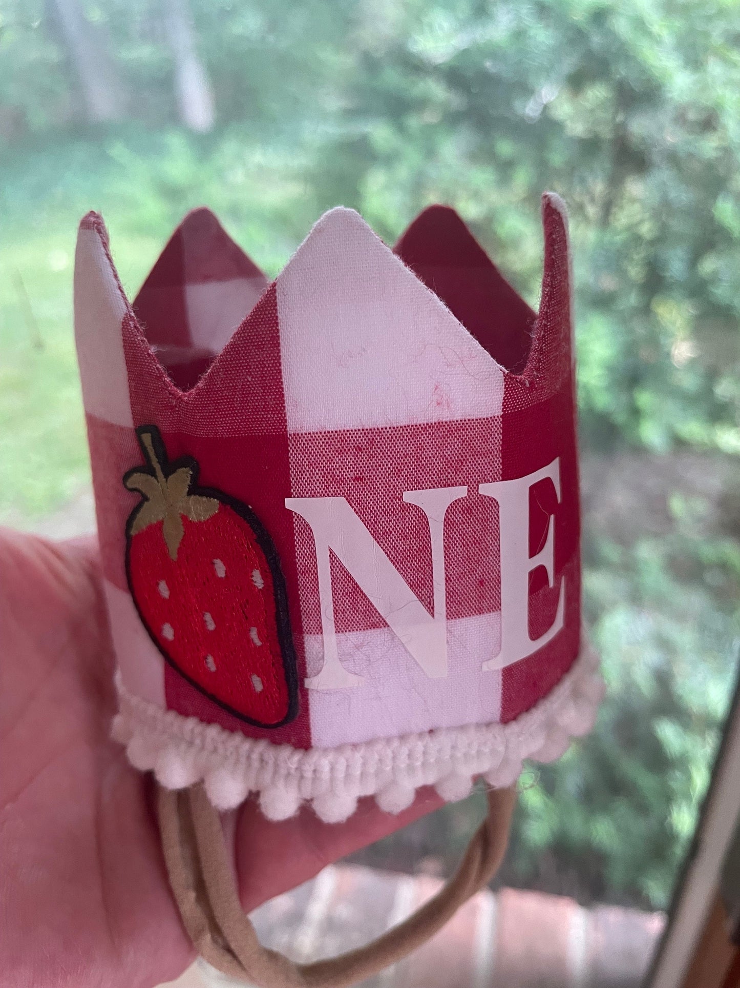 first 1st birthday strawberry boho bloom MINI Sweet one crown headband hat || berry first ||sweet one || customize colour of fabric