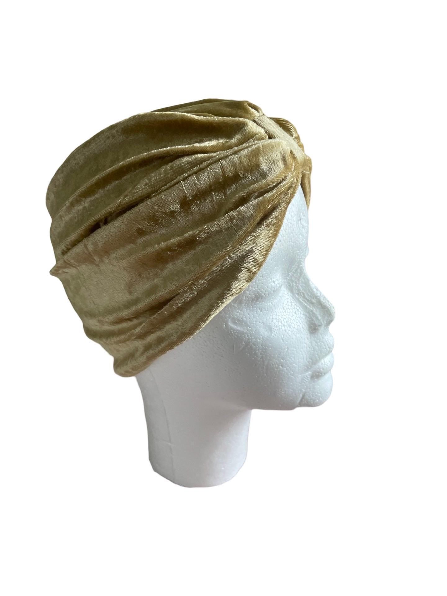 Golden 1920s Velvet Turban Baby girl turban Gold Hollywood style Great Gatsby Burlesque turban Art Déco womens turban mommy and me hat