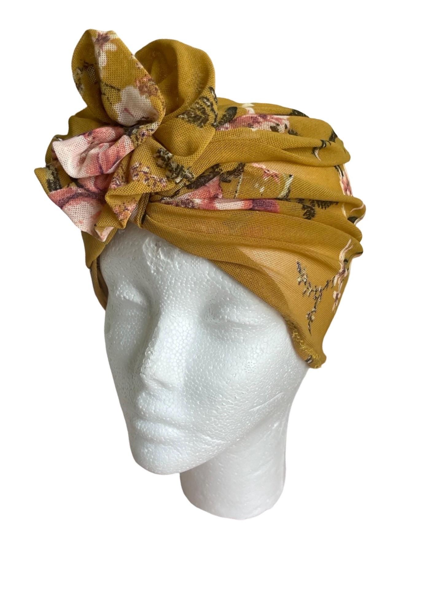 Mesh Golden floral VACATION turban Hat