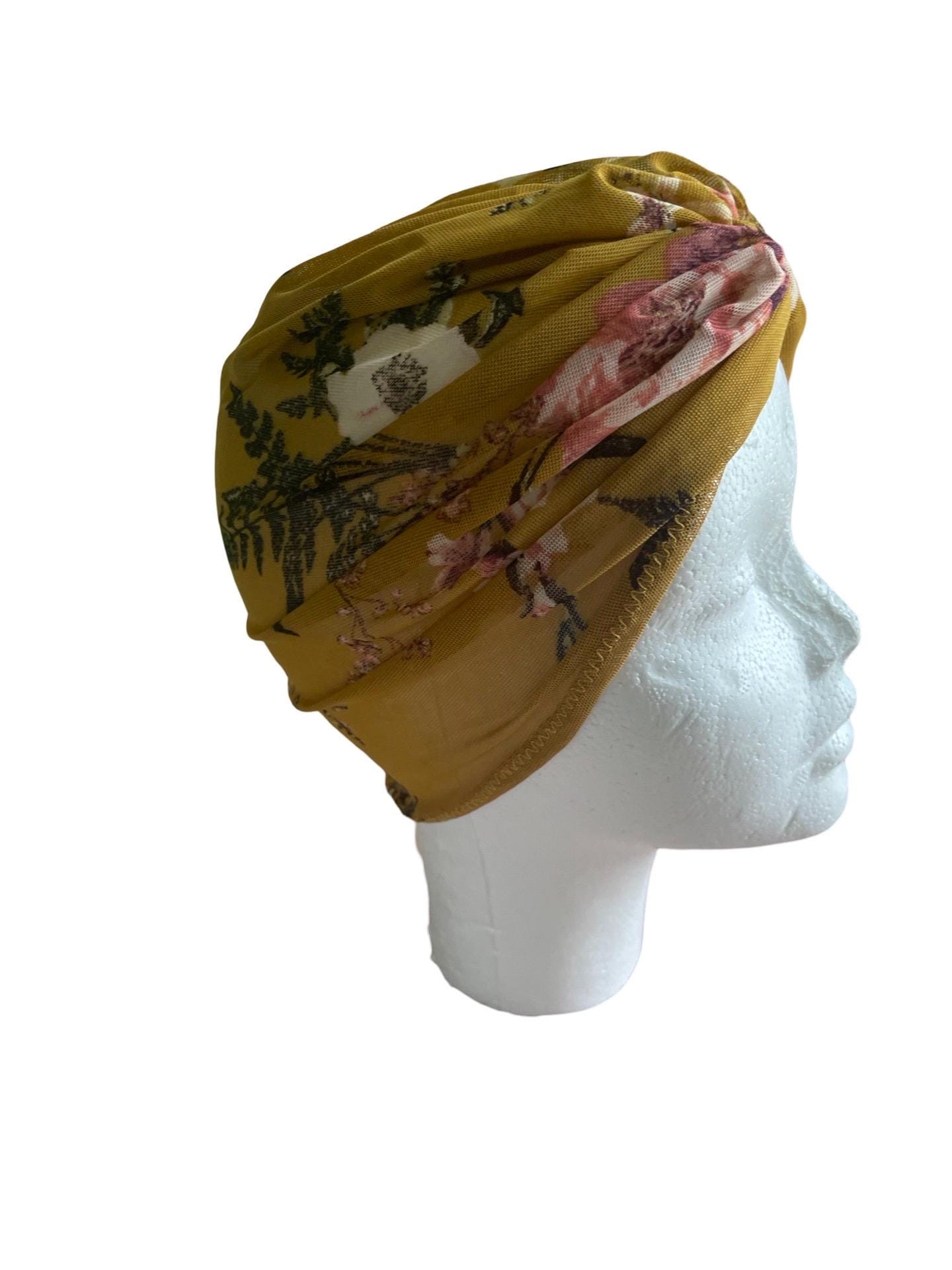 Mesh floral handmade gold turban for women and kids