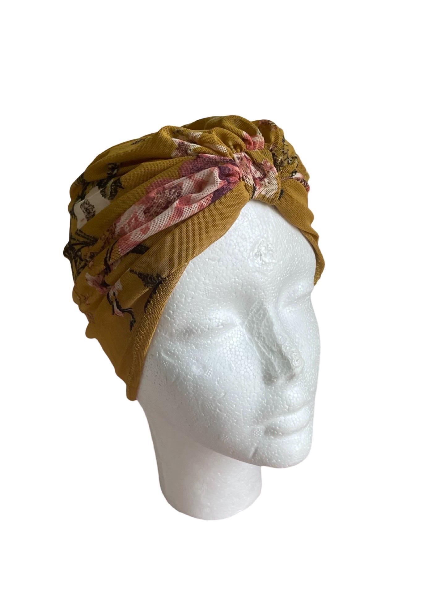 Mesh floral handmade gold turban for women and kids