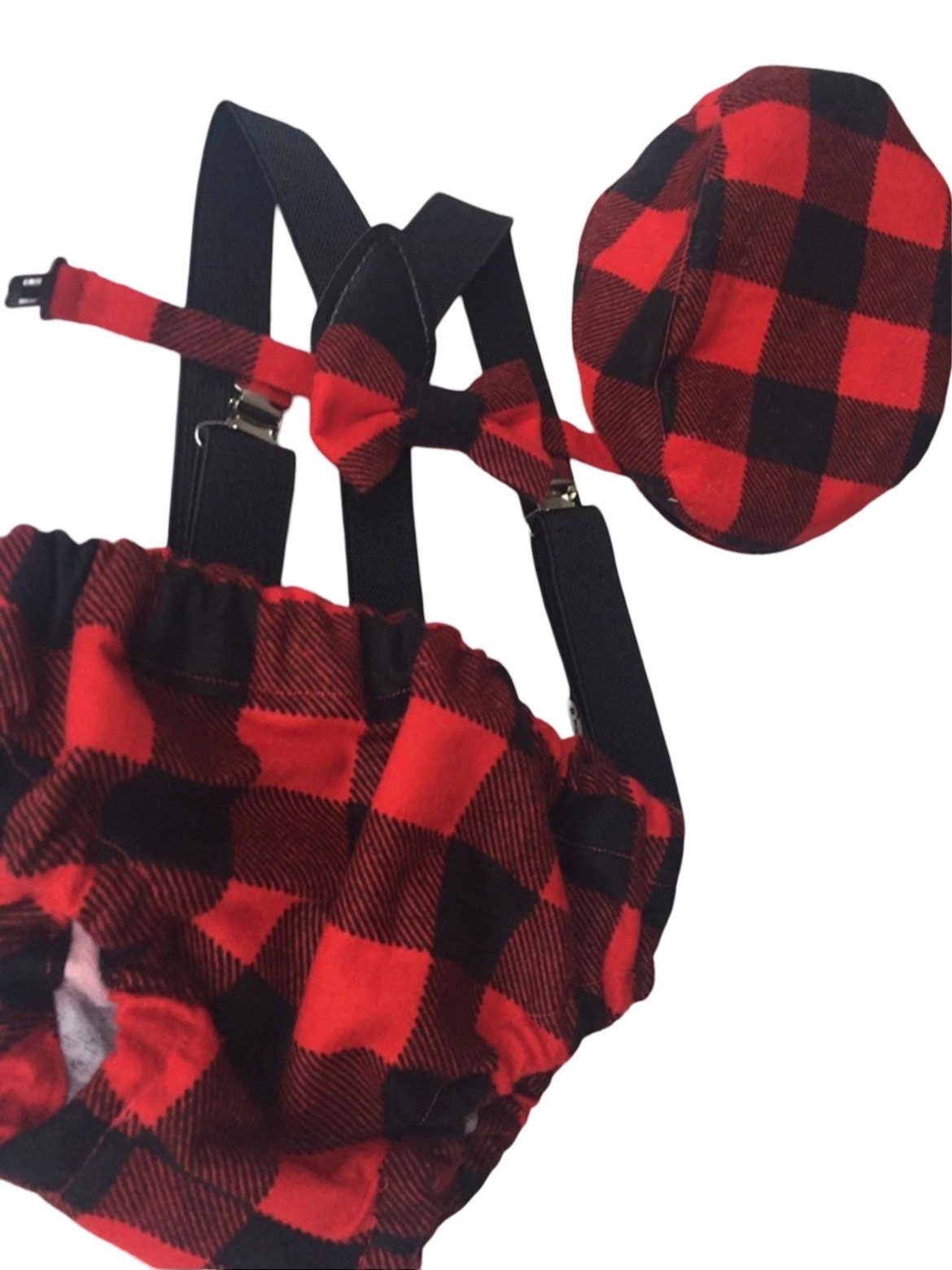 Cake Smash Outfit Boy Buffalo Plaid Set Buy the Piece Diaper Cover Bow Tie Suspenders Boys First 1st Birthday Lumberjack Photoshoot woodland