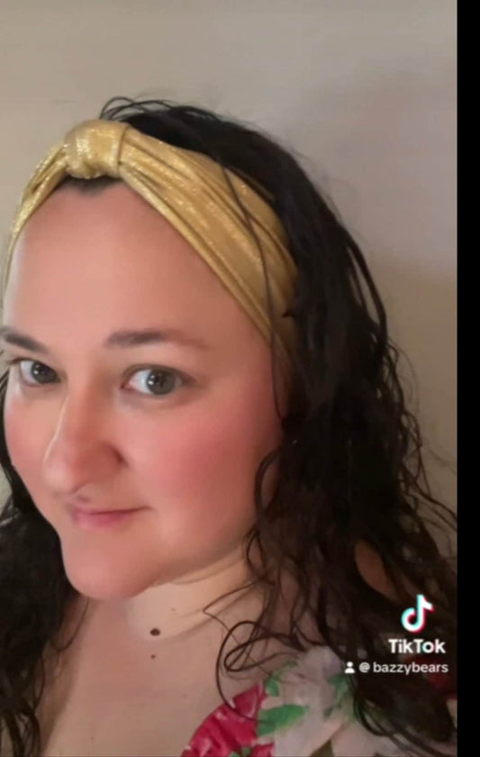 Goddess Knotted Headband | Gold | headwrap | gold sparkle Fabric | Goddess wide hair | Gold knotted wide woman headband- hair accessories