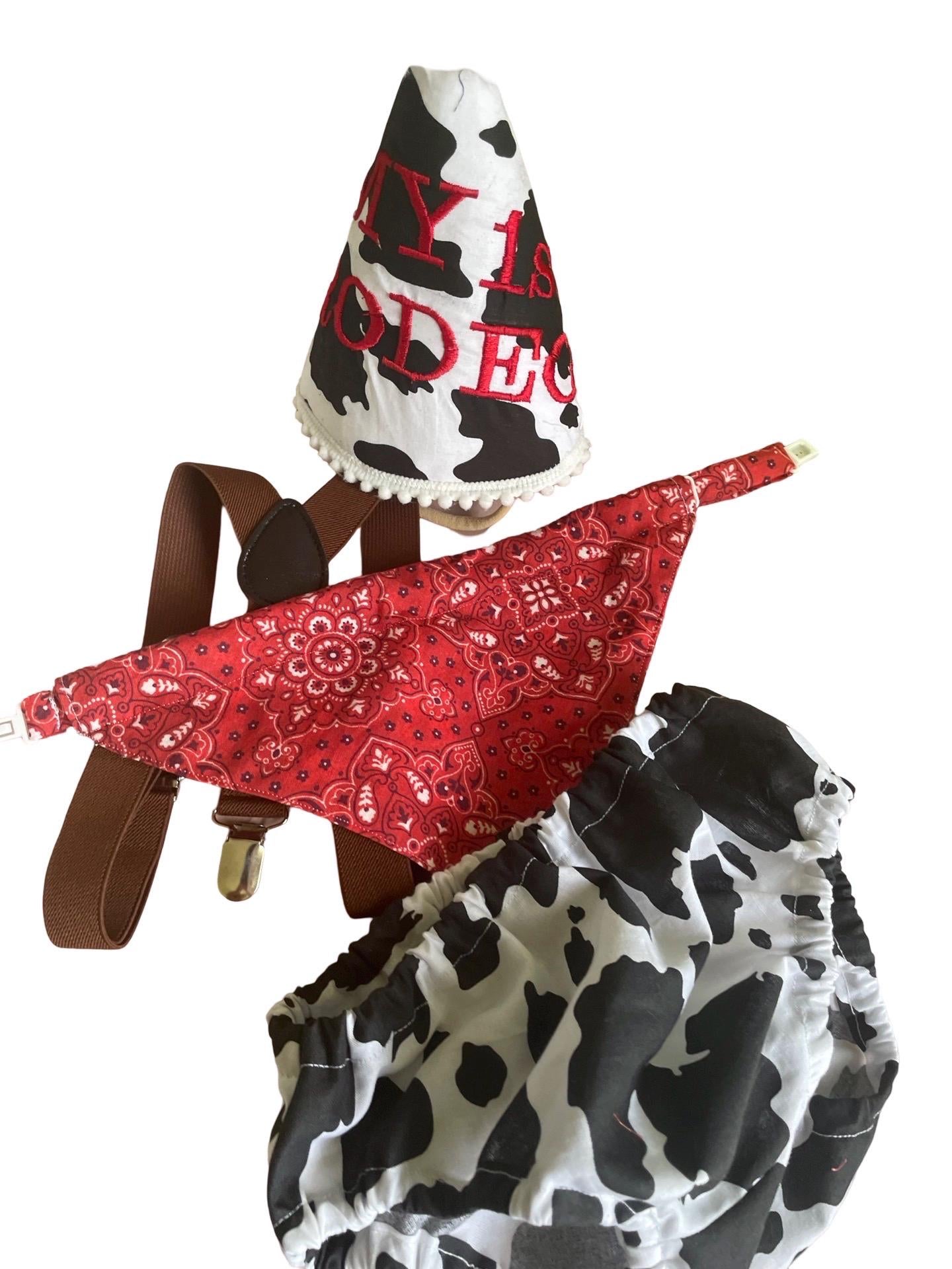 My First Rodeo, Wild One, First Birthday Outfit, Cowboy Party hat embroidered, Cake Smash Photoshoot, Western Country 1st Baby Boy Bloomer