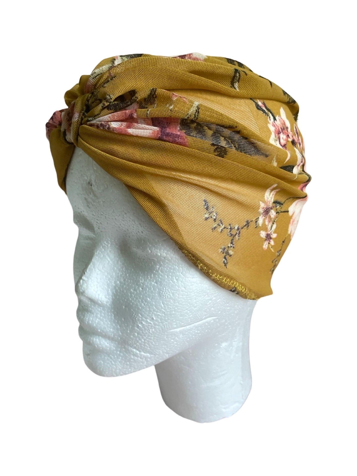 Mesh floral handmade gold turban for women and kids