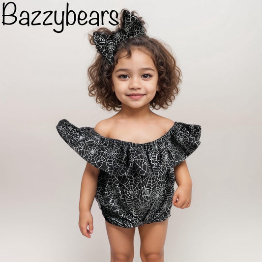 Spooky One Birthday Outfit for 1 Year Old Girl | Cute Spider web Ghost Birthday Romper | Baby Girl Halloween Cake Smash