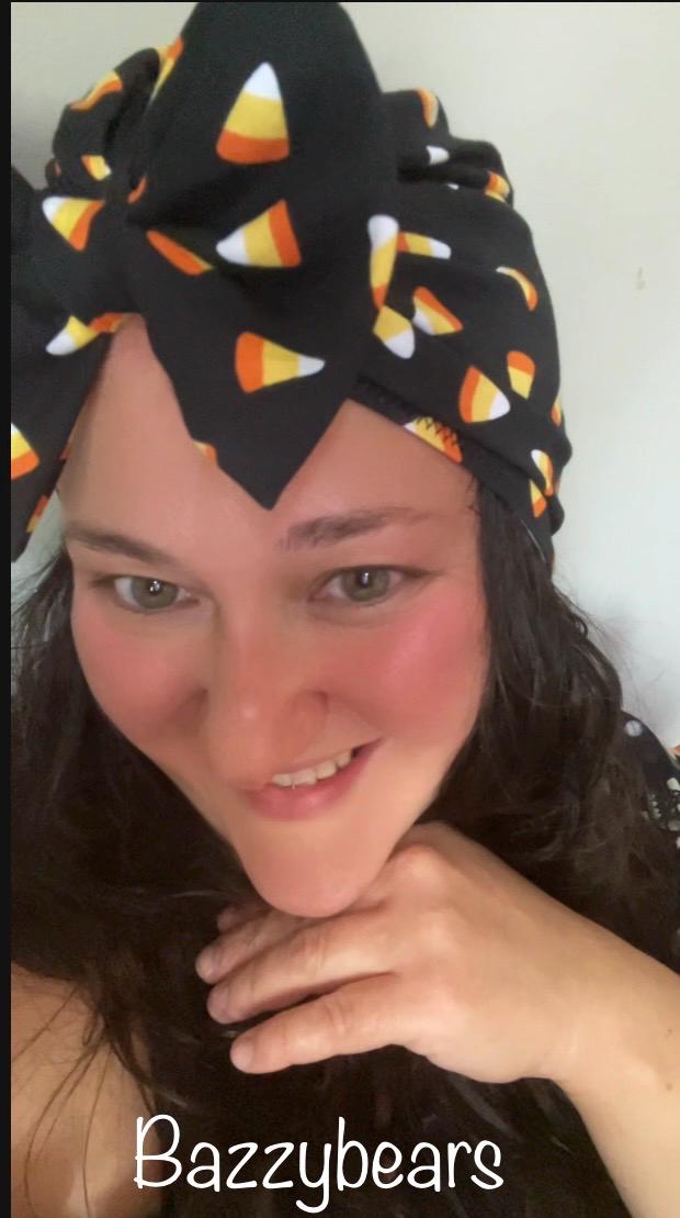 Candy Corn Bow Turban Hat | Black & Orange Baby Headwrap | Newborn, Toddler & Girls