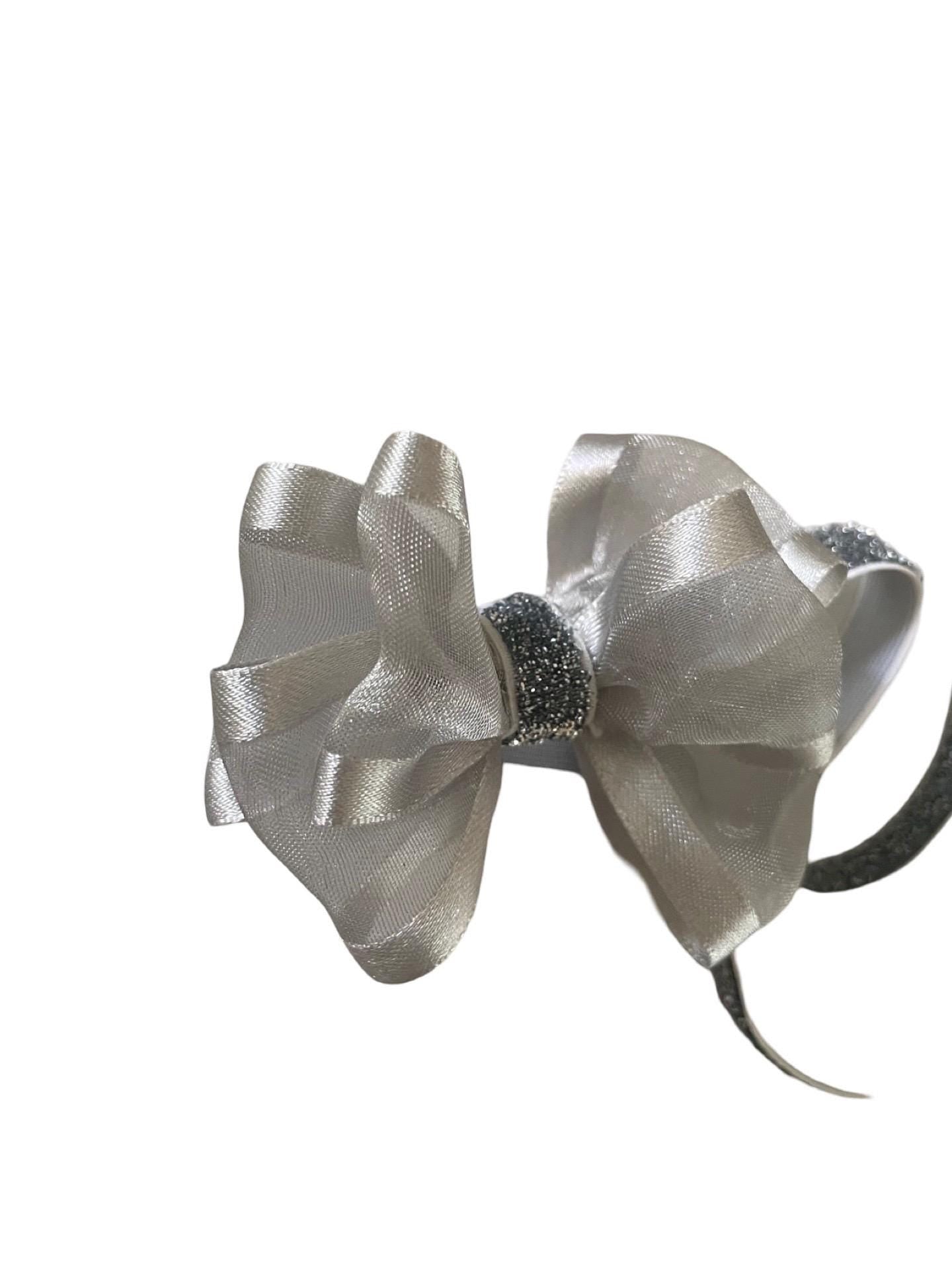Silver Christmas baby bow, Small Hair bow for girls, Silver Headband, Silver Hair Bows,baby Christmas bow, Silver hair clip, Baby girls gift