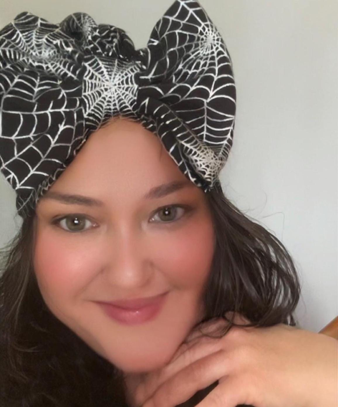Spooky spiders handmade turban I Halloween baby and toddler turban I Halloween spiderweb turban