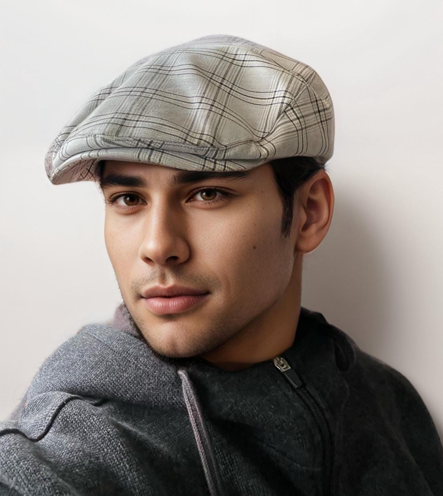 Light Gray Linen Summer Flat Cap, Peaky Blinders Hat, Baker Boy Leather Hat,Irish flat cap, Summer Men Hat, Ivy League Hat, Fathers Day Gift