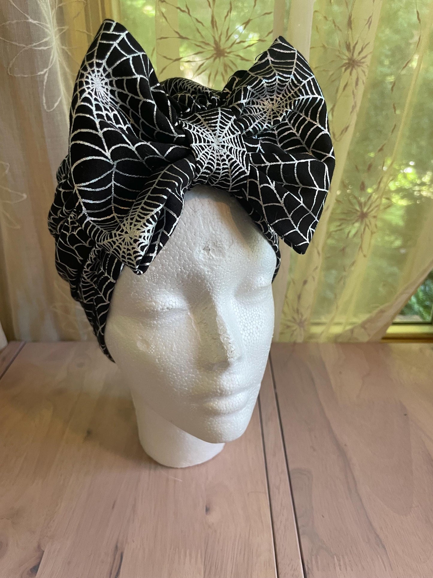 Spooky spiders handmade turban I Halloween baby and toddler turban I Halloween spiderweb turban