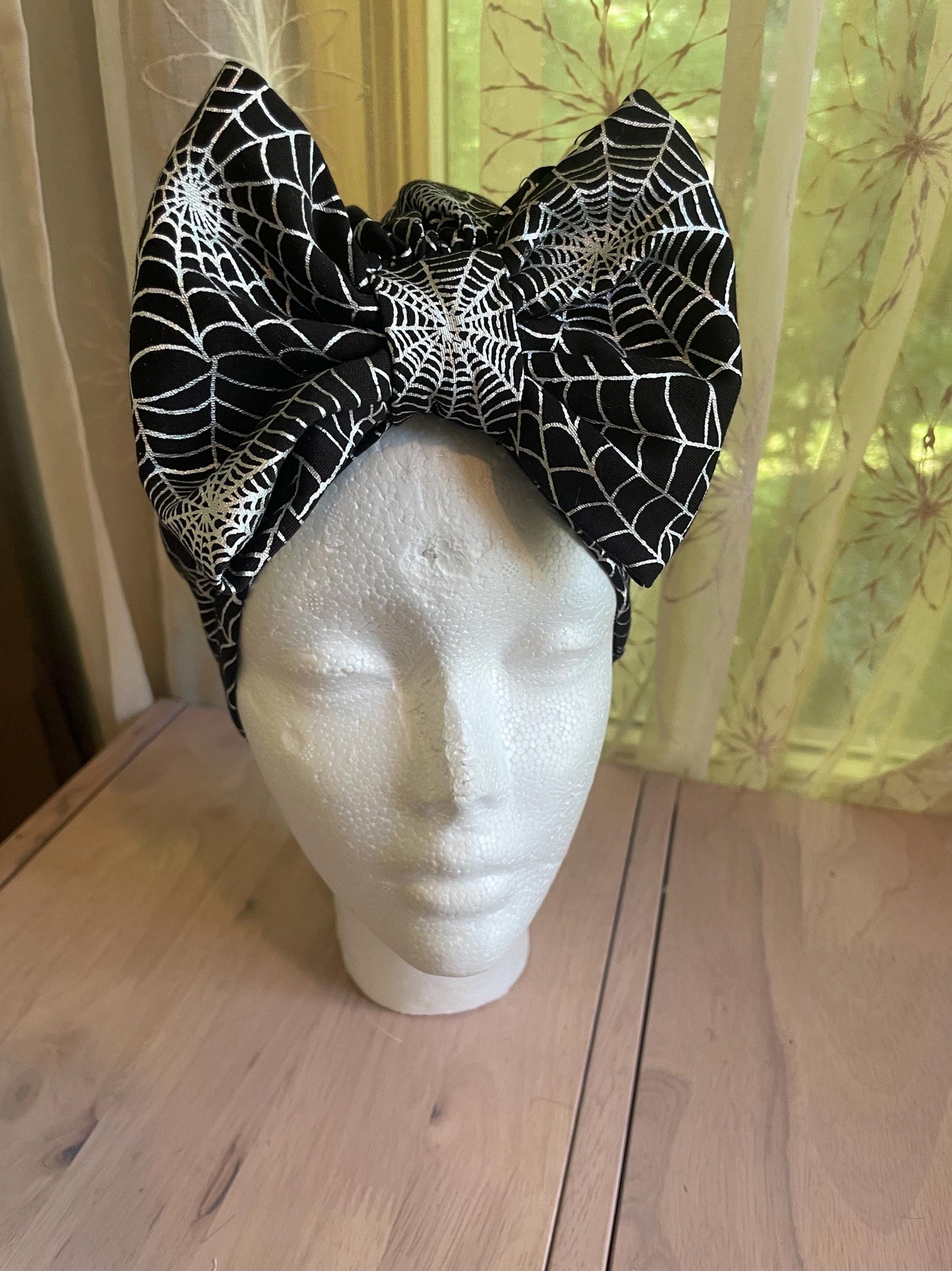 Spooky spiders handmade turban I Halloween baby and toddler turban I Halloween spiderweb turban