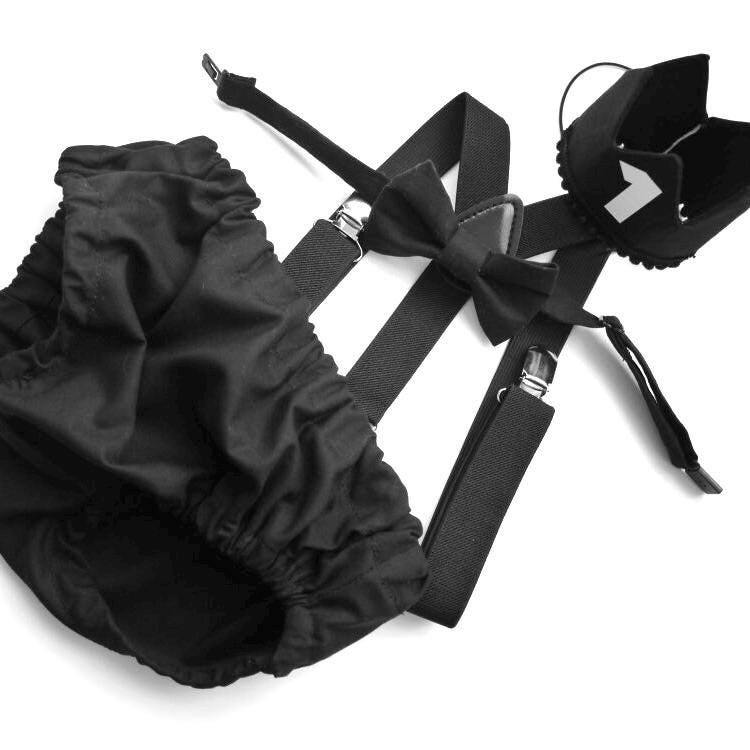 Cake Smash Boy First Birthday super soft black cotton Diaper Cover,black Suspenders,black bow tie, Birthday Photoshoot