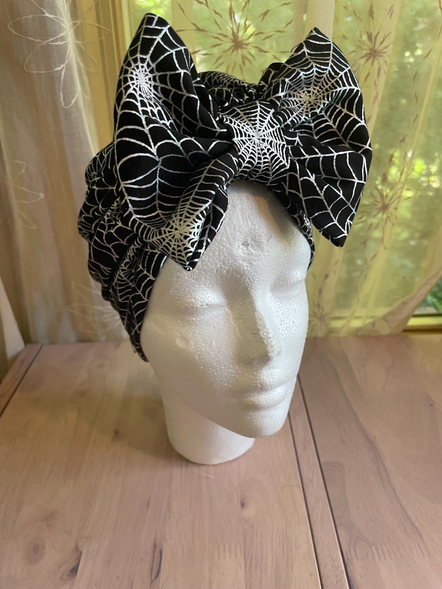 Spooky spiders handmade turban I Halloween baby and toddler turban I Halloween spiderweb turban