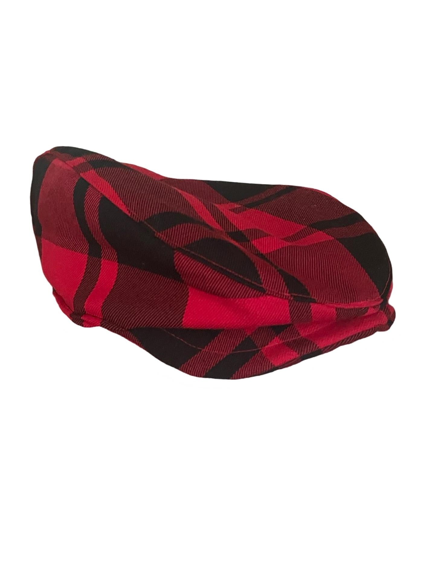 Red and Black Buffalo Check Flat Cap, Red Buffalo Plaid Newsboy Hat, Birthday Boy Buffalo Plaid Hat, Man Lumberjack Plaid Flat Cap Hat Gift