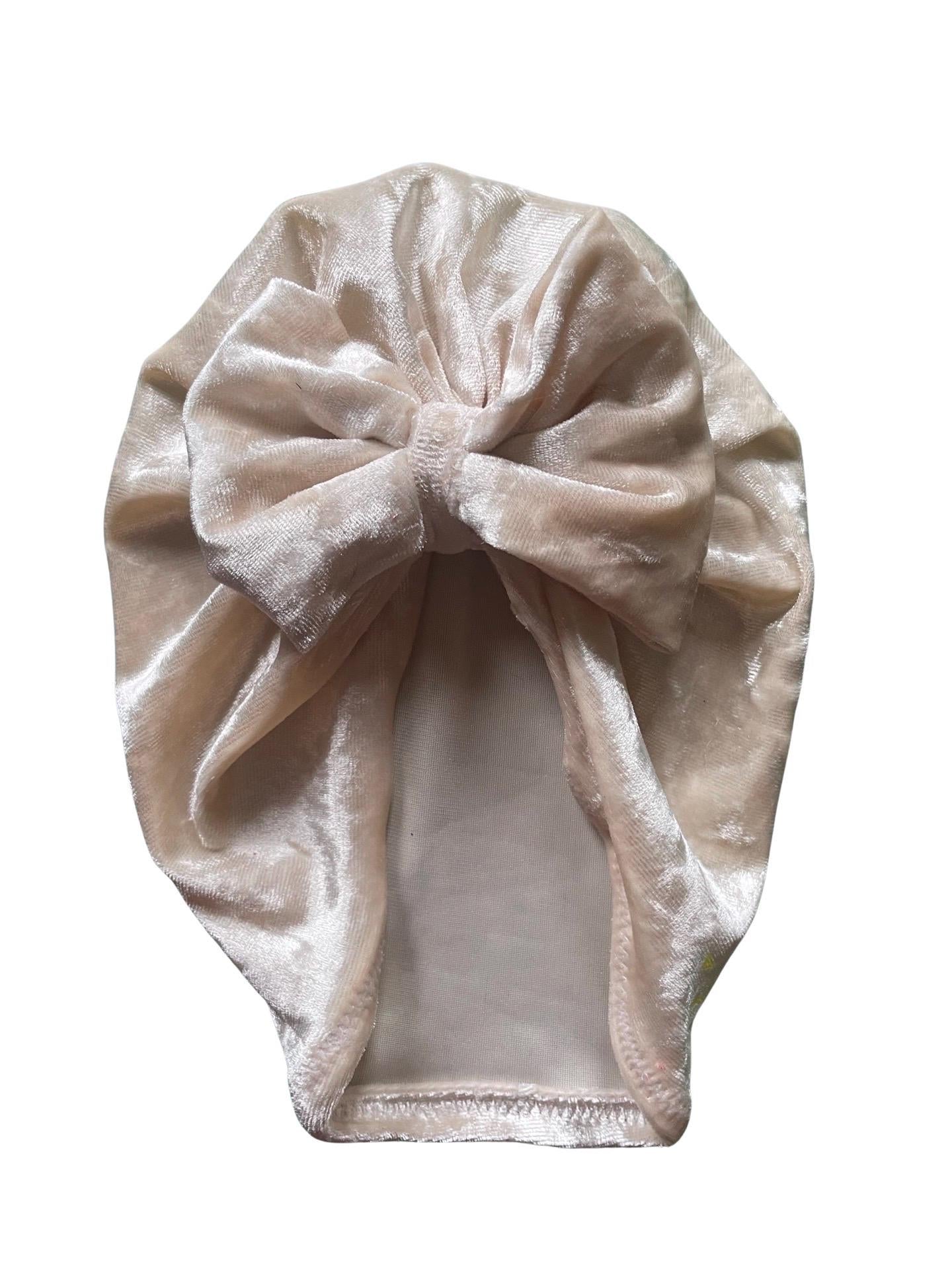 Velvet Baby Turban Hat with Big Bow | Christmas Headwrap for Newborn, Infant & Toddler Girls