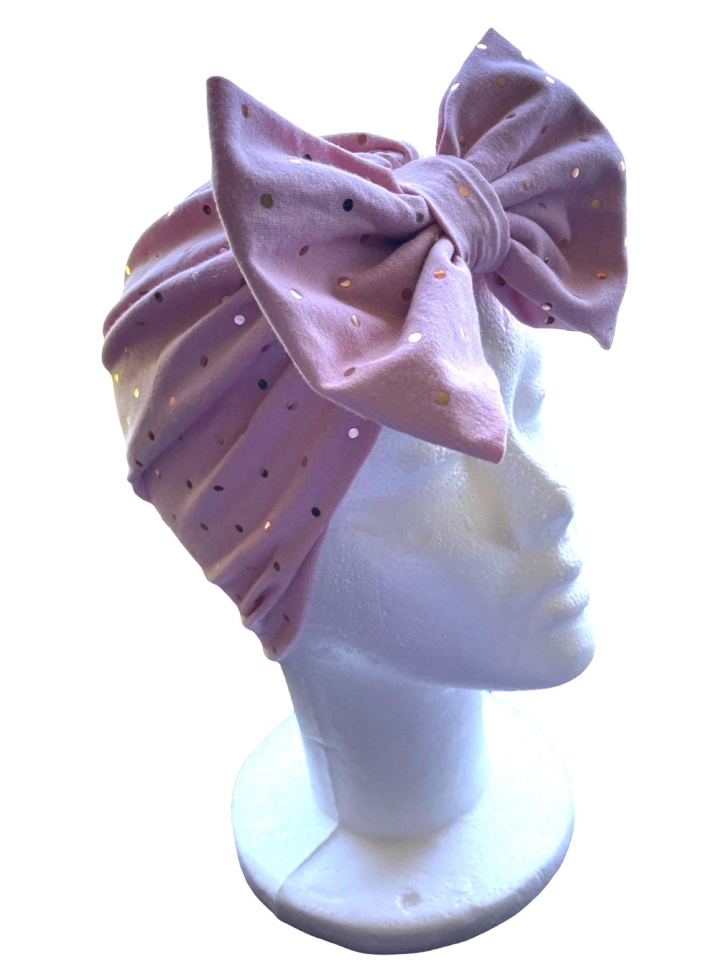 Pink Bow Turban Hat | Baby to Adult | Bow Headwrap