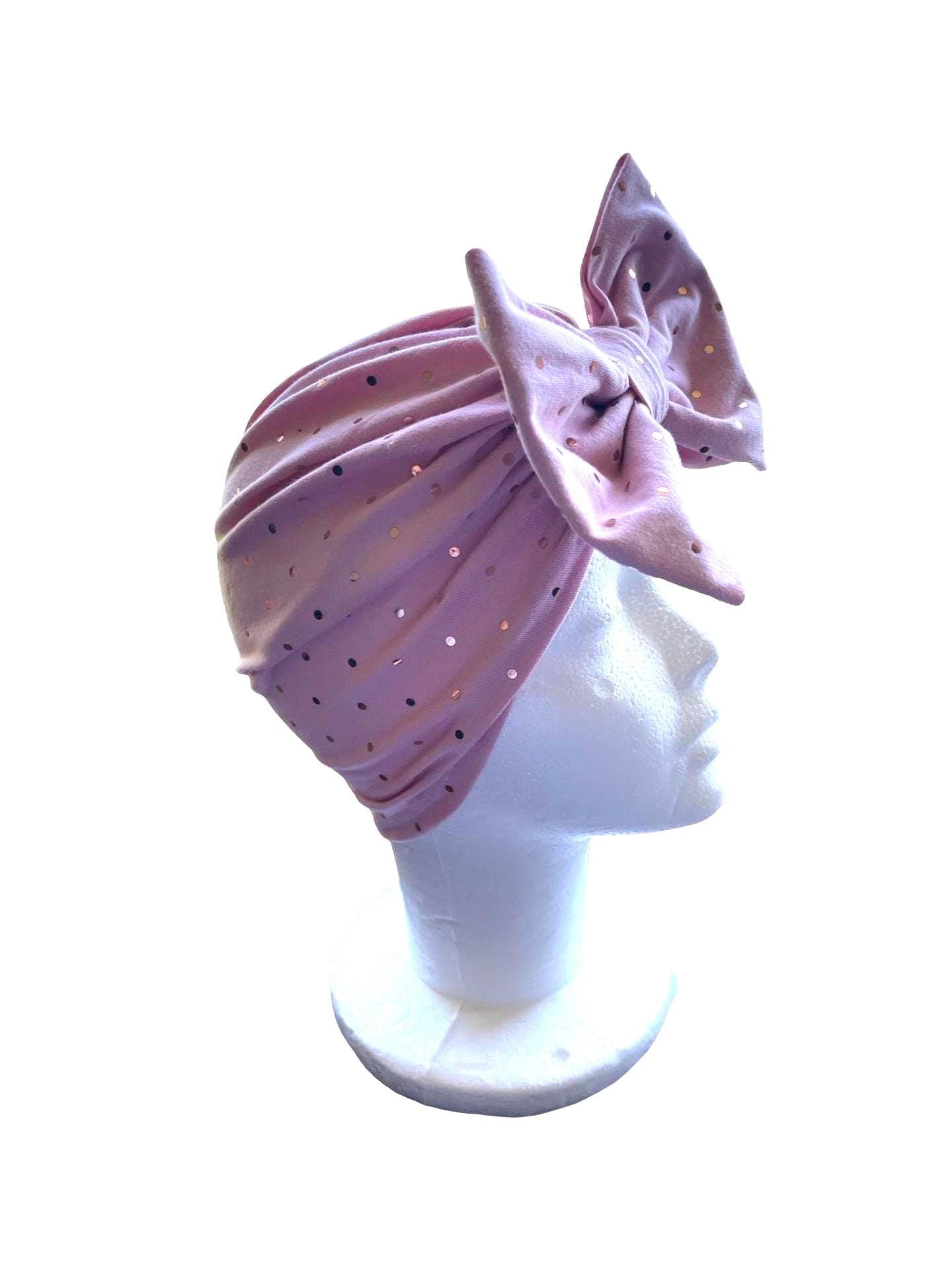 Pink Bow Turban Hat | Baby to Adult | Bow Headwrap